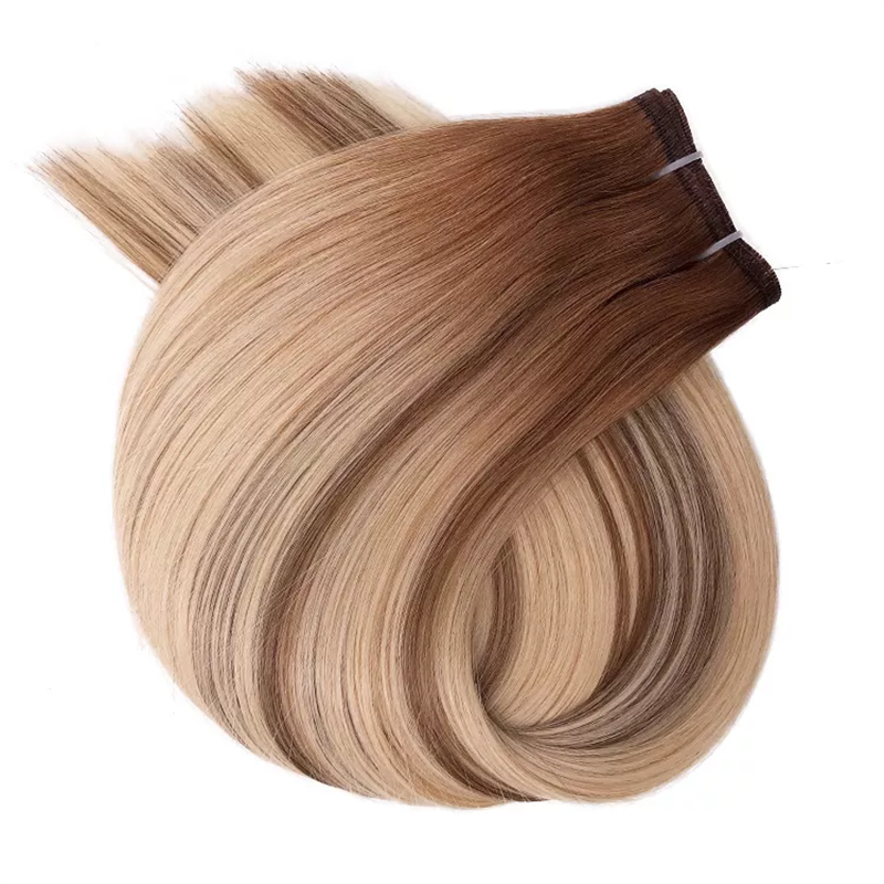 Top Quality European Cuticle Hair Customized Balayage Flat Weft Hair Extensions